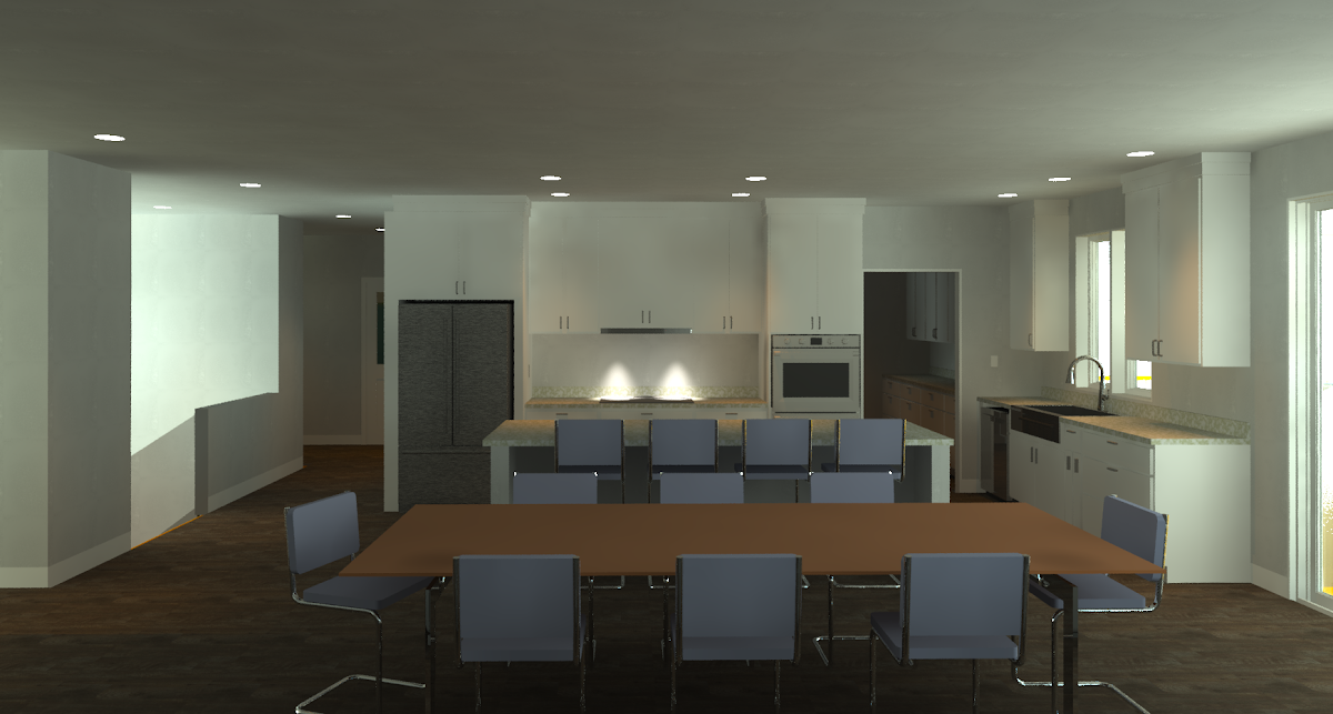 Living to Kitchen Render